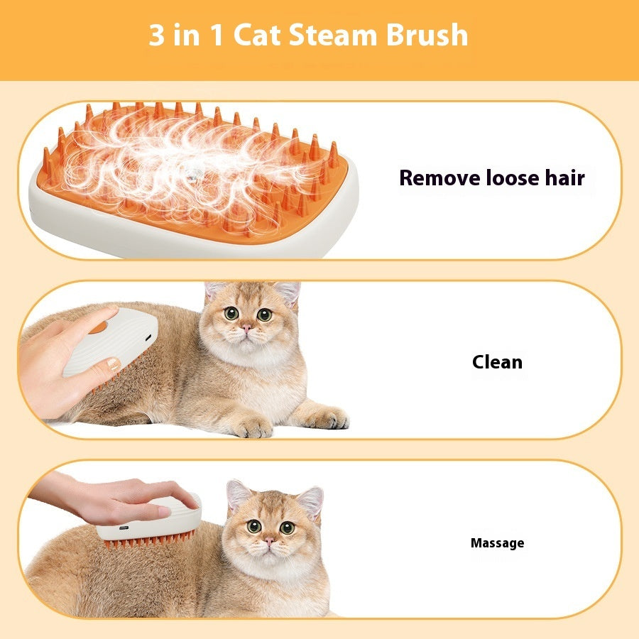USB Rechargeable Pets Steam Brush Spray Massage Comb Pet