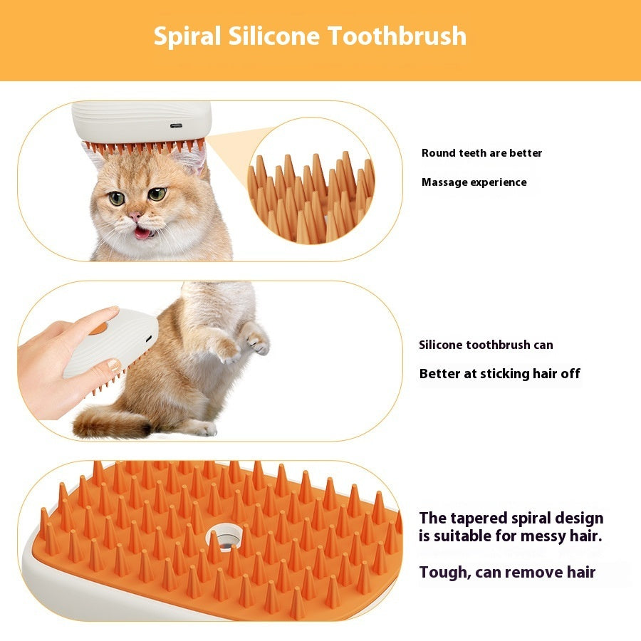 USB Rechargeable Pets Steam Brush Spray Massage Comb Pet