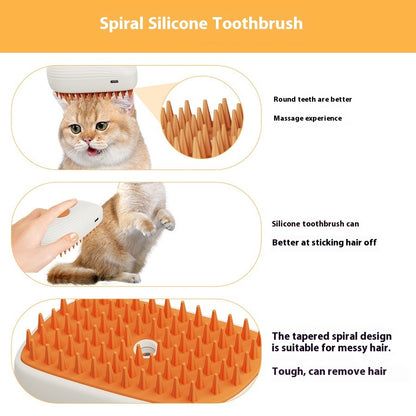 USB Rechargeable Pets Steam Brush Spray Massage Comb Pet