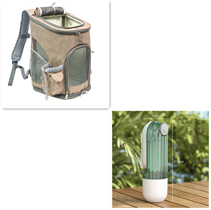 2In1 Pet Water Cup Segment Design Green Dog Walking Portable
