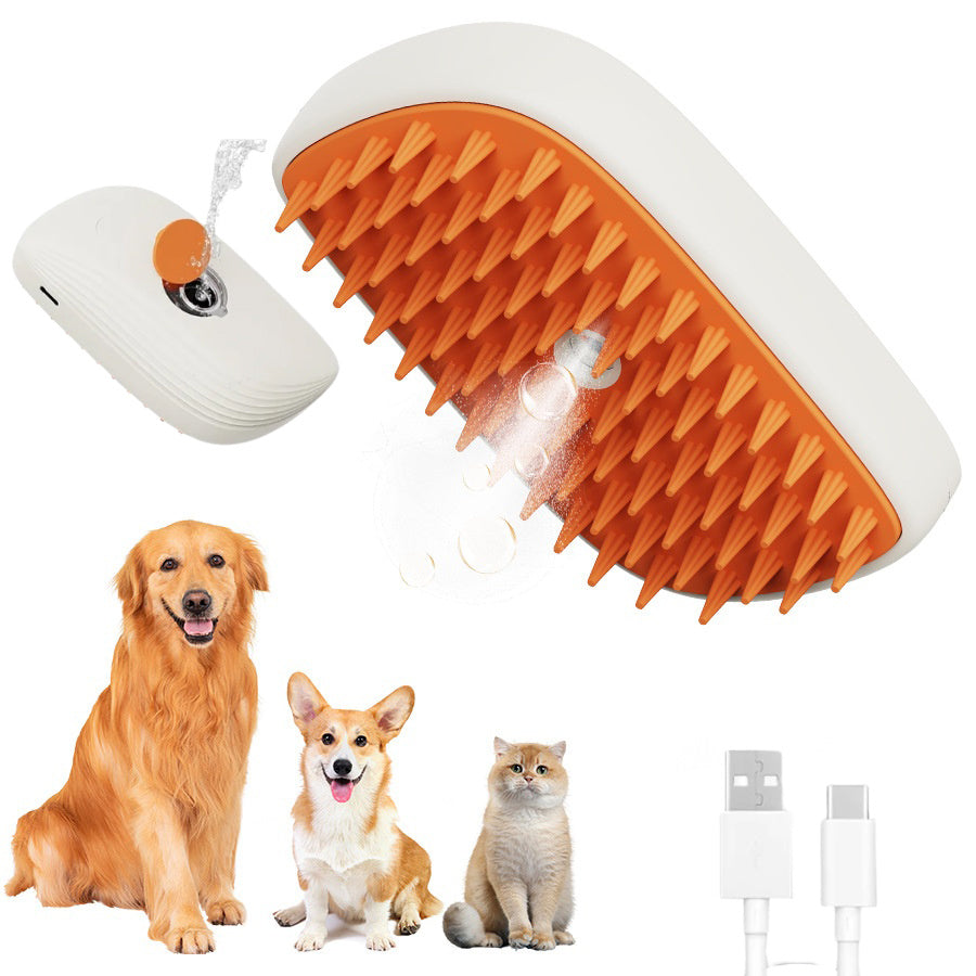 USB Rechargeable Pets Steam Brush Spray Massage Comb Pet