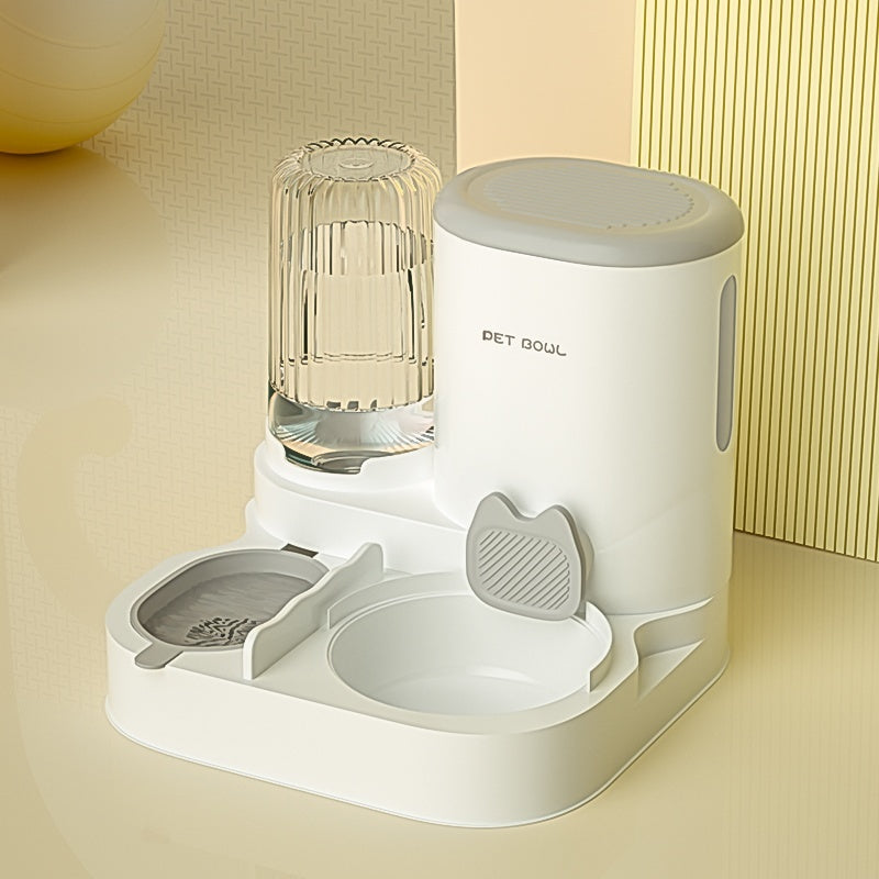 Cat Bowl Automatic Feeding Water Fountain Integrated Double