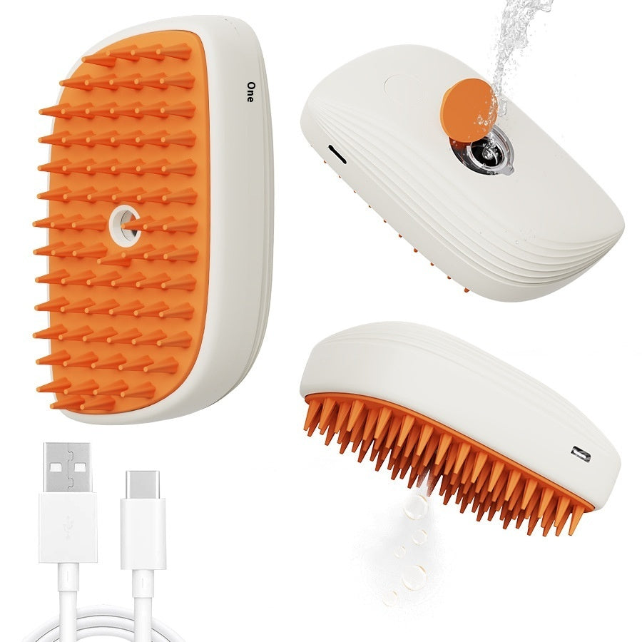 USB Rechargeable Pets Steam Brush Spray Massage Comb Pet