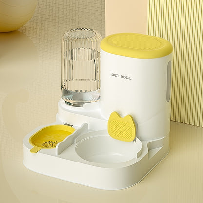 Cat Bowl Automatic Feeding Water Fountain Integrated Double