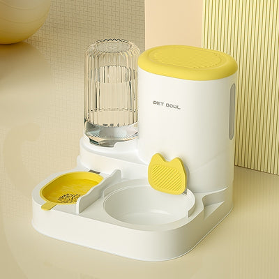 Cat Bowl Automatic Feeding Water Fountain Integrated Double Bowl Stainless Steel