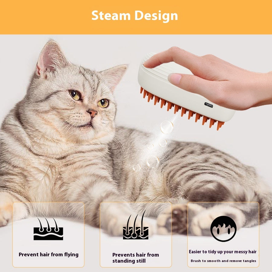USB Rechargeable Pets Steam Brush Spray Massage Comb Pet